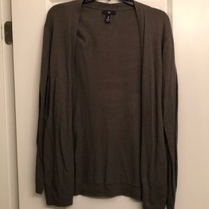 Olive green Gap cardigan.